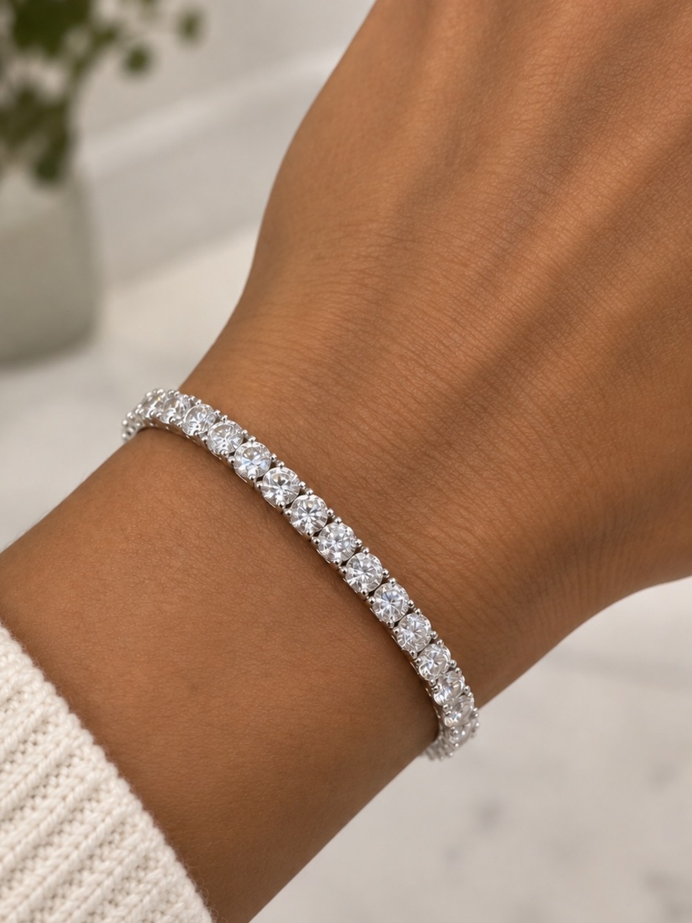 Sterling Silver Moissanite Tennis Bracelet 6”